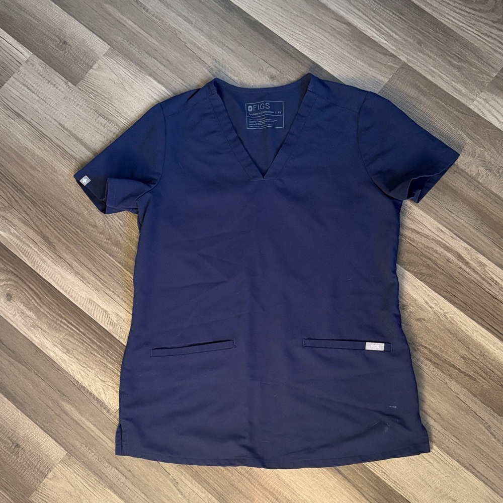 Figs Deep Blue V-Neck Scrub Top